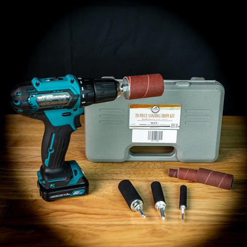 DCT 1/4 Inch Drive Drill Press Sanding Drum Kit, Rubber Sanding Drums (0.5-1.5 Inch) and Spindle Sander Sleeves, 20pc