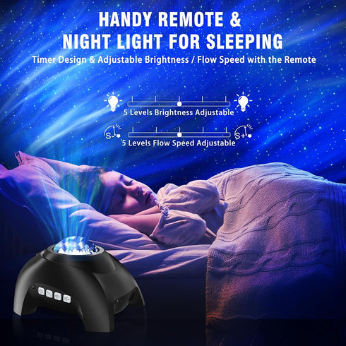Vinwark Northern Lights Aurora Projector for Bedroom with Music Bluetooth Speaker and White Noise, Galaxy Projector
