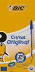 Bic Cristal Original Ballpoint Pens, Medium Point (1.0 mm), Blue, Box of 50 Every-Day Writing Pens with Clear Barrel
