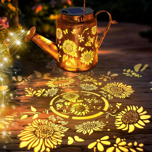 Solar Watering Can with Lights, Birthday Gifts for Mom Women Mother's Day, Outdoor Garden Decor Sunflower Solar Garden
