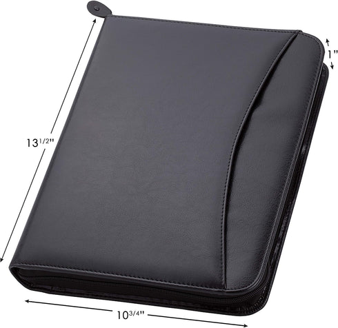 Travigo 3-Ring Zipper Business Leather Portfolio Folder, 1.25" 3-Ring Binder, Professional Document Organizer