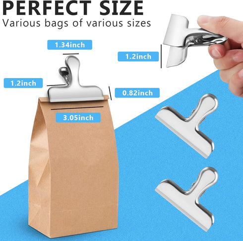 Chip Clips, 8 Pack Stainless Steel Chip Clips, Chip Clips Bag Clips Food Clips, Bag Clips for Food, Clips for Food Packages, Chip Bag Clips - Air Tight Seal, Heavy Duty Snack Clips Kitchen Clips by FINDMAG