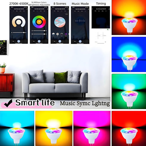MR16 GU5.3 Bulb,GU5.3 Bulbs,Dimmable Bulbs,12Volt Gu5.3 Bulbs Assistant,16Million Smart LED Light Color Changing Light