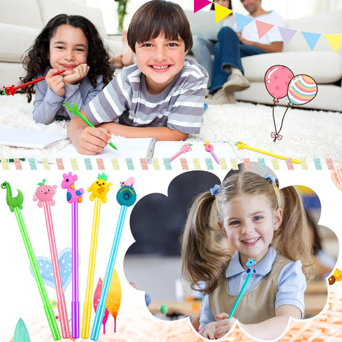SANNIX 50 Pieces Cartoon Cute Gel Pens, Assorted Black Ink Pens for Kids & Students Gift Supplies