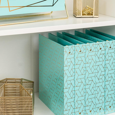 Blu Monaco Cute 3 Ring Binders for School, College, Work, Set of 2 Aqua Pastel Binders with Gold Foil Design