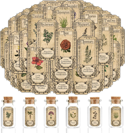 72Pcs Herb Stickers Lables for Jars Vintage Spice Apothecary Herb Spice Labels