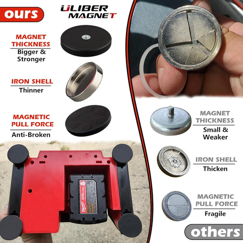 ULIBERMAGNET 4Pack Anti-Scratch Neodymium Magnet, Rubber Coated with M4 Female Thread for Strong Mounting