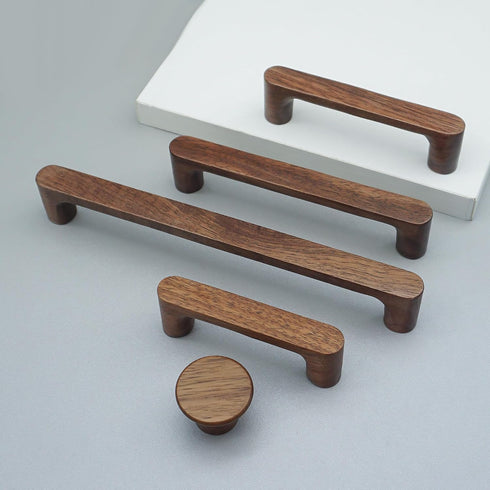 6 Pack (6, 4" MFYS Walnut Wood Drawer Pulls Handes Rustic Cabinet Pulls Handles Wood Dresser Knob Kitchen Furniture