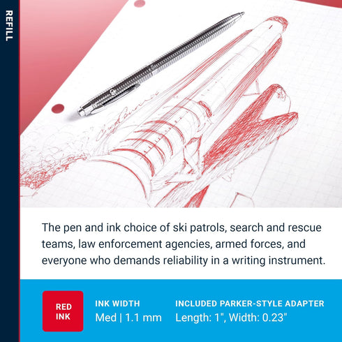 Fisher Space Pen Medium Point Pressurized Cartridge Refill, Red Ink, 1 Pack