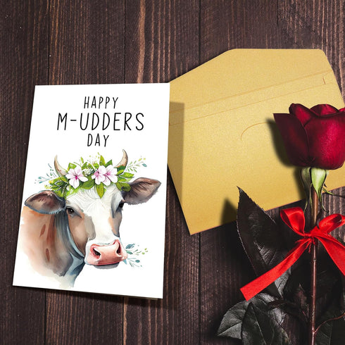 Nchigedy Funny Dairy Cow Mother's Day Card for Women, Cute Mother's Day Cards for Her, Punny Mother's Day Card for Mom