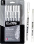 SAKURA Gelly Roll Gel Pens, Medium & Bold Tip Ink Pens for Journaling, Classic White Ink, 6 Pack