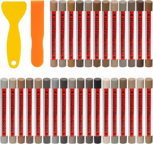 30+2p Wood Filler Sticks - 30 Colors Wood Markers Furniture Repair Wax