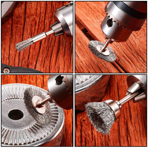 30Pcs Stainless Steel Wire Brushes, Cup Pen Cleaning Brush Set for Grinder Rotary Tools, 1/8 inch Shank