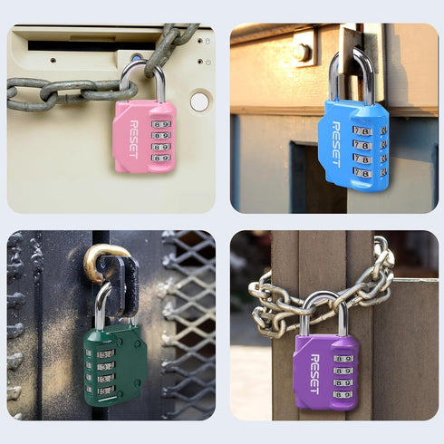 RESET-060 2 Pack 4 Digit Combination Lock, Outdoor Padlock for School Gym Locker Fence Toolbox