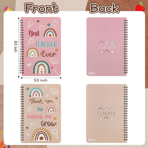 Teacher Sticky Note Set - A5 Notebooks, 2 Pack Spiral Notebooks, Black Gel Pens, Teacher Appreciation Gift with Box