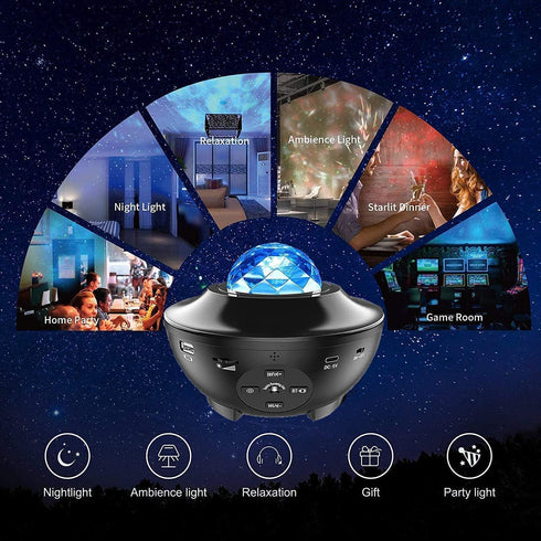 Elec3 Galaxy Projector for Bedroom, Ocean Light Projector with Bluetooth Speaker and RC Water Wave Lamp Northern Night