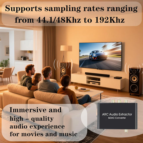 3.5mm 192Khz PS4+/TV/AMP/Soundbar HDMI ARC Audio Extractor, Optical to RCA DAC (Digital to Analog) Convertor