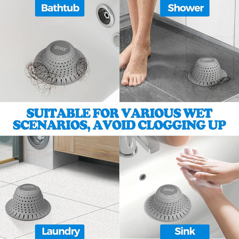 Bathtub Drain Hair Catcher, Silicone Collapsible Drain Protector for Pop-Up and Regular Drains, 1 Pack