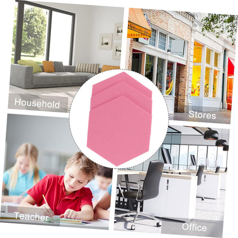 STOBOK 12 Pcs Black Felt Backdrop Wall Sticker with Cork Hexagon Tiles for Self-Adhesive Decorative Memo Board