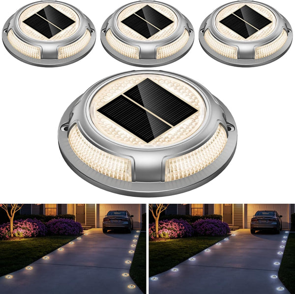 Solar Driveway Lights, 4 Pack Heavy Duty Driveway Lights Solar Powered 2