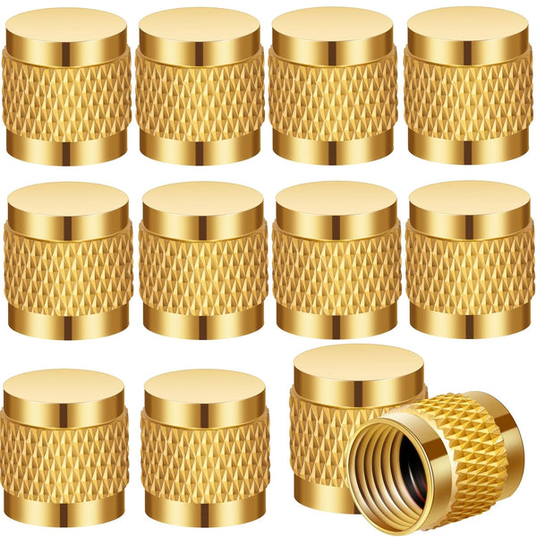 1/4 Flare Cap, Round Brass with Neoprene O-Ring Seal, HVAC Valve Caps, Refrigerant Locking Caps (10 PCS)