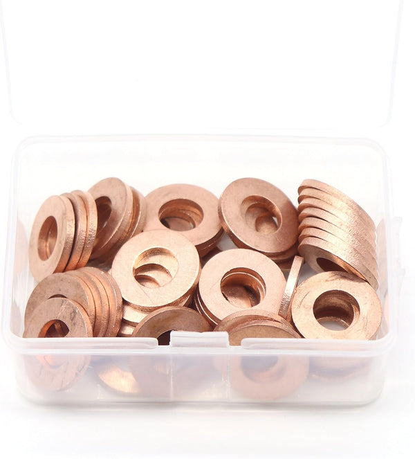 binifiMux 50-Pack M10 x 20 x 2mm Metric Flat Copper Sealing Washers