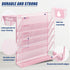 EASEPRES Wall File Holder Organizer - Cute Pink 5 Tier Hanging File Rack for Home Office Supplies