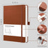 RETTACY Notebook Journal - A5 College Ruled Notebook with 192 Numbered Pages, Notebook for Work, School, Writing, 100 GSM Acid-Free Paper, Leather Hardcover, Inner Pocket, 5.7'' × 8.3'' (Brown)