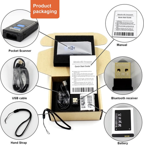 Portable Bluetooth Barcode Scanner, Symcode 1D Mini Wireless Handheld CMOS Reader for POS/Android/iOS/iMac/iPad