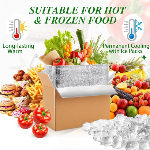 Generic 10 Pack Frozen Commercial Insulated Shipping Box - Cold Shipping Boxes With Foil Liner Bags, Professional