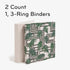 U Brands Eco-Conscious 1" Binders, Set of 2, Lush Stripes Prints, Silver Metal O-Rings by U Brands