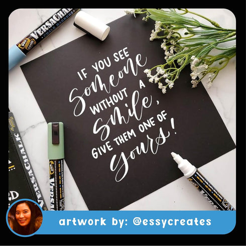 VersaChalk White Liquid Chalk Markers - Set of 4 with 3mm Tip for Creative Writing and Art