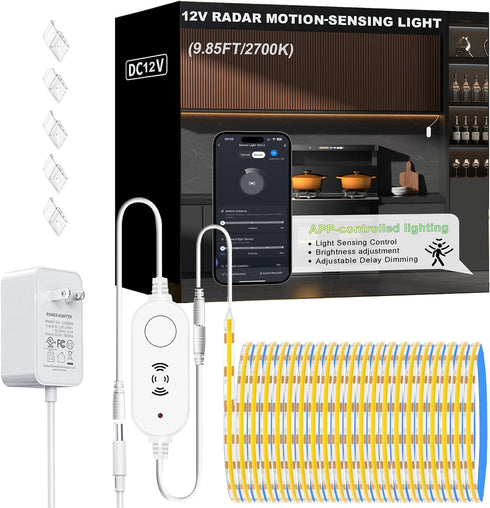 Warm White 2700K Smart COB LED Strip Light 9.85ft with Radar Motion