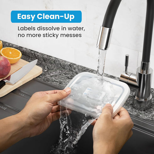 MESS Dissolvable Freezer Labels - 500-Pack Removable Stickers for Containers, Blank Food Storage, 1x2 in
