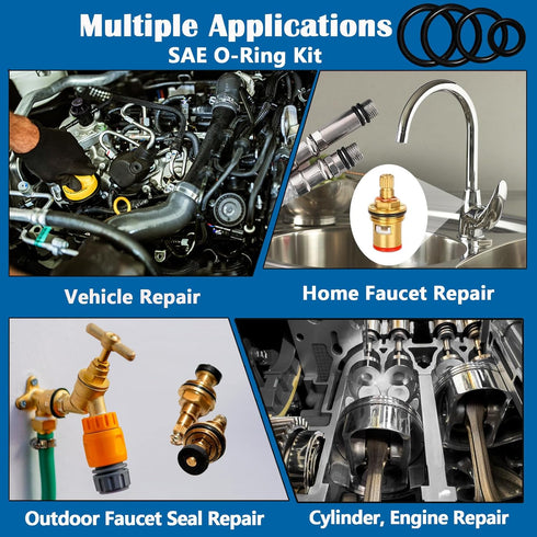 407 Pcs Universal SAE O Ring Assortment Kit, 32 Inch Sizes Standard Nitrile Rubber Set for Automotive Plumbing Repair