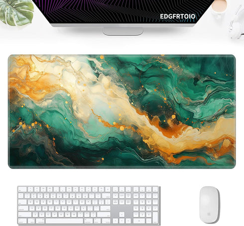 Gaming Mouse Pad, EDGFRTOIO XXL Large 31.5x15.7 inch Desk Mat with Non-Slip Rubber Base for Home Office Work, Green