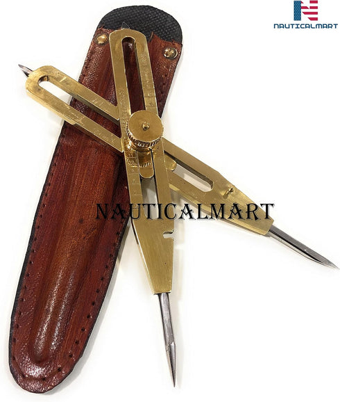Professional Artist Proportional Scale Divider Drawing Tool (Brass, 9"/Leather Case).
