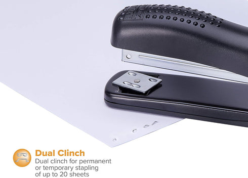 Bostitch Office Ergonomic Desktop Stapler, 20 Sheet Capacity, Black, 2-Pack