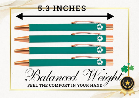 InnoBeta Irish Gifts for Women, Men, Teens, Ballpoint Pen Set of 4, Lucky Shamrock Theme Gifts for Friends