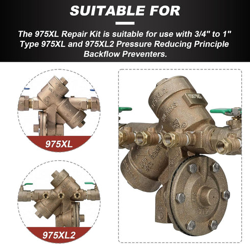3/4-1" Backflow Preventer Repair Kit for Wilkins Zurn Models 975XL & 975XL2, Complete Repair Kit
