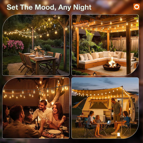 31FT(25+6) 1FT Bulb 25+2 Commercial G40 Bulbs, Dimmable addlon Solar String Lights Outdoor with Spacing, LED Solar