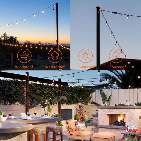 Toyeah 164FT 304 String Light Hanging Kit with Vinyl Coated Stainless Steel Wire Rope, Globe String Light Suspension