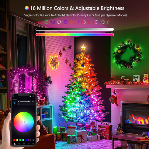 100 33ft JMEXSUSS LED Color Changing String Lights, String Lights Indoor with Remote & APP, Clear Wire Smart Twinkle