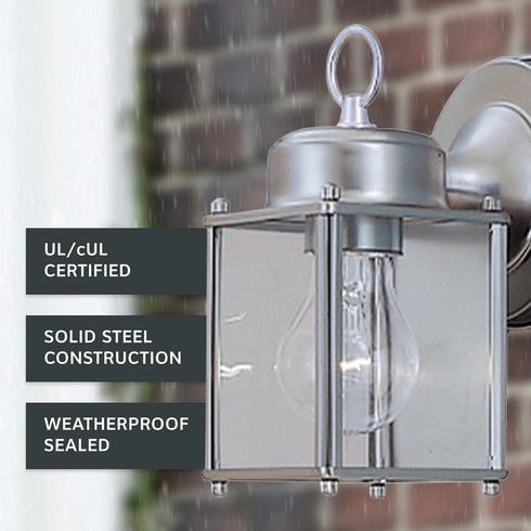 8 Inch 1161-PW DESIGNERS FOUNTAIN Preston Outdoor Light Fixture, Exterior Wall Lantern Sconce for Front Door, Patio