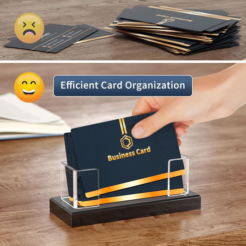 NIUBEE Acrylic Business Card Holder, Clear Plastic Display Stand for Desk, 2 Pieces Gift Card Organizer for Office
