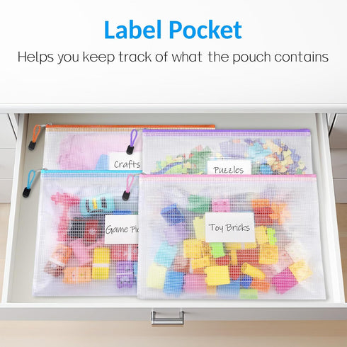 Sooez 20 Pack Mesh Zipper Pouch Bags, A4 Letter Size, Waterproof Zipper Bags for Classroom Organization and Document
