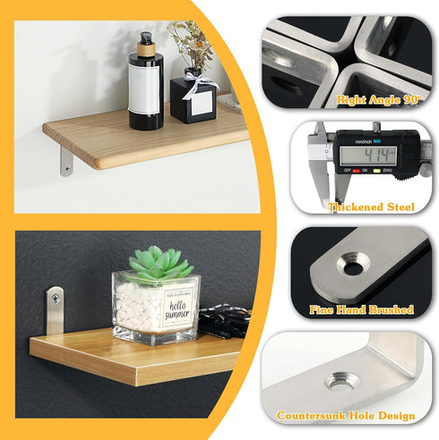 4mm Board,6X4 Inch 4 Alise Thick Shelf Brackets,Floating Shelves Bracket Heavy Duty L Brackets Corner Brace for Walls