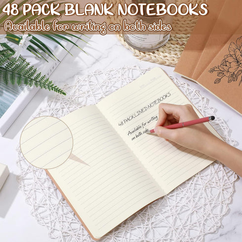 Epakh 48 Pack A5 Kraft Paper Notebooks, 8.3 x 5.5 Inch Travel Notebook Journals for Students, 68 Pages