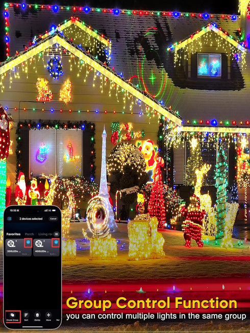 66FT 200 Guhope Smart Color Changing Christmas Lights, LED RGB Christmas String Lights with App & Remote Control
