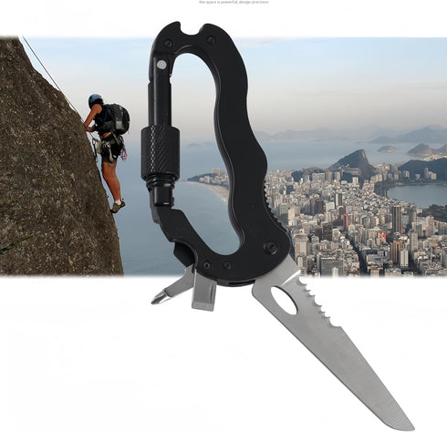 Multitool Carabiner with Folding Knife - EDC Keychain Carabiner with Built-in Pocket Knives and Screwdriver for Outdoor